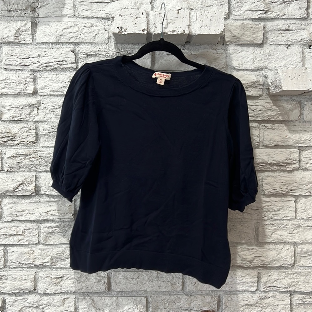 Brooks Brothers Red Fleece Navy Puff Sleeve Navy Sweater SzM